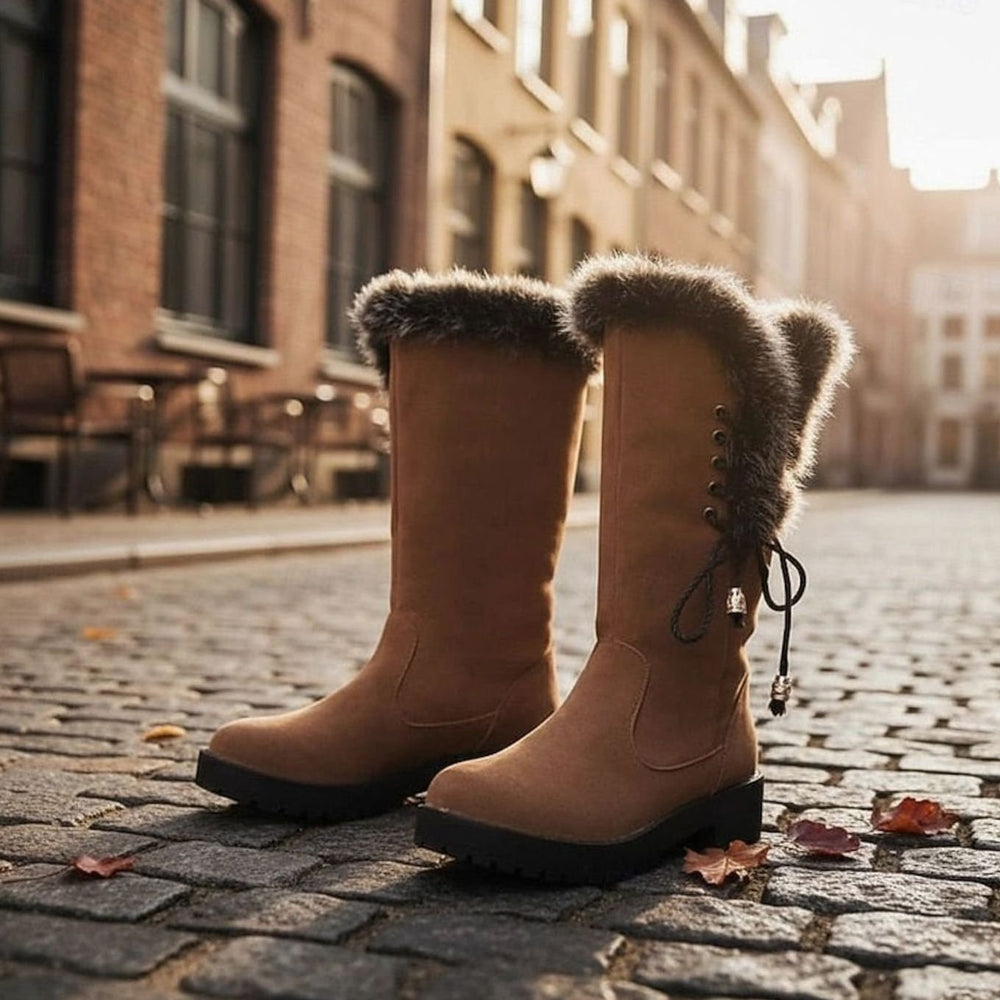 Women's Fur-Trimmed Knee-High Winter Snow Boots