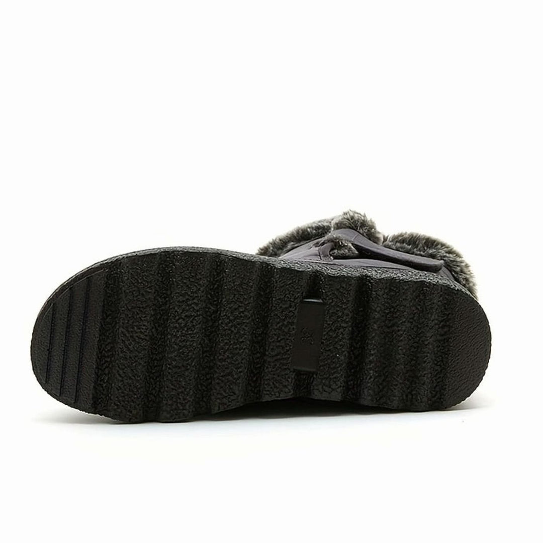Women's Fur-Trimmed Slip-On Winter Snow Boots, Black