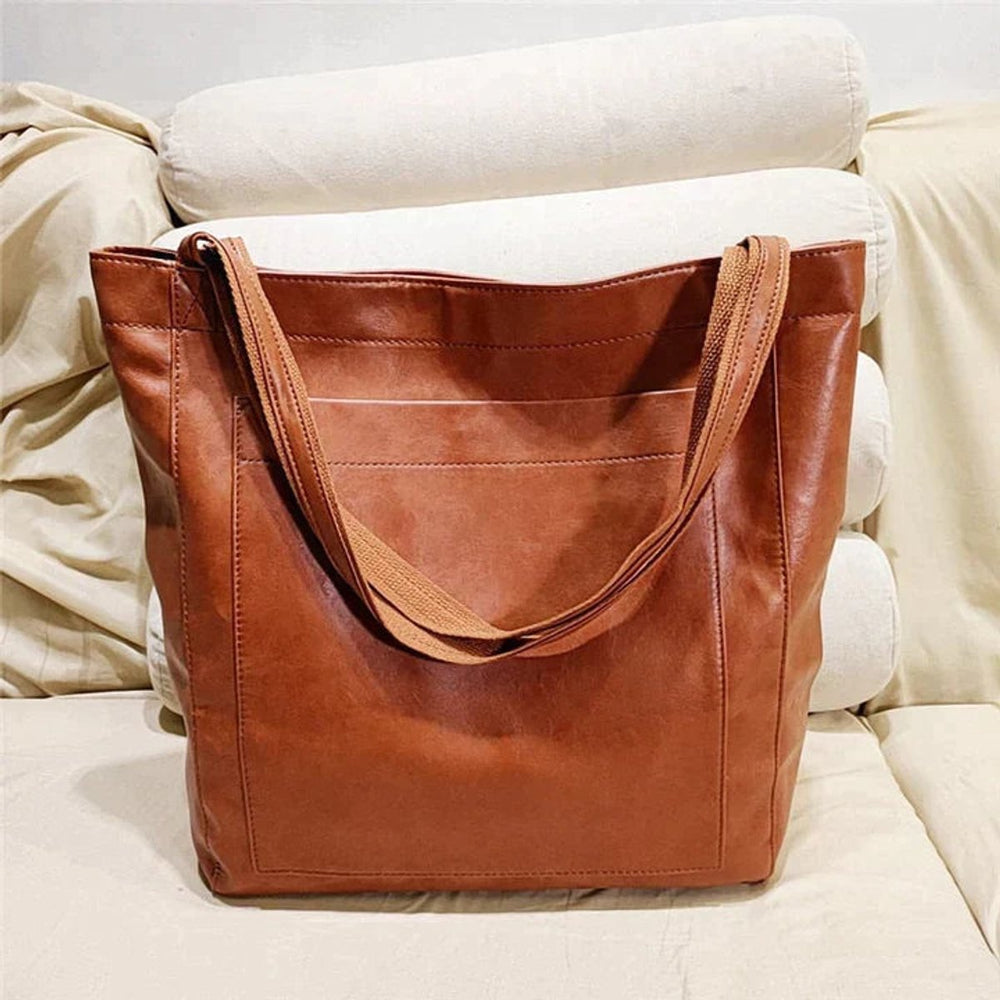 Women's Genuine Leather Spacious Shoulder Tote Bag