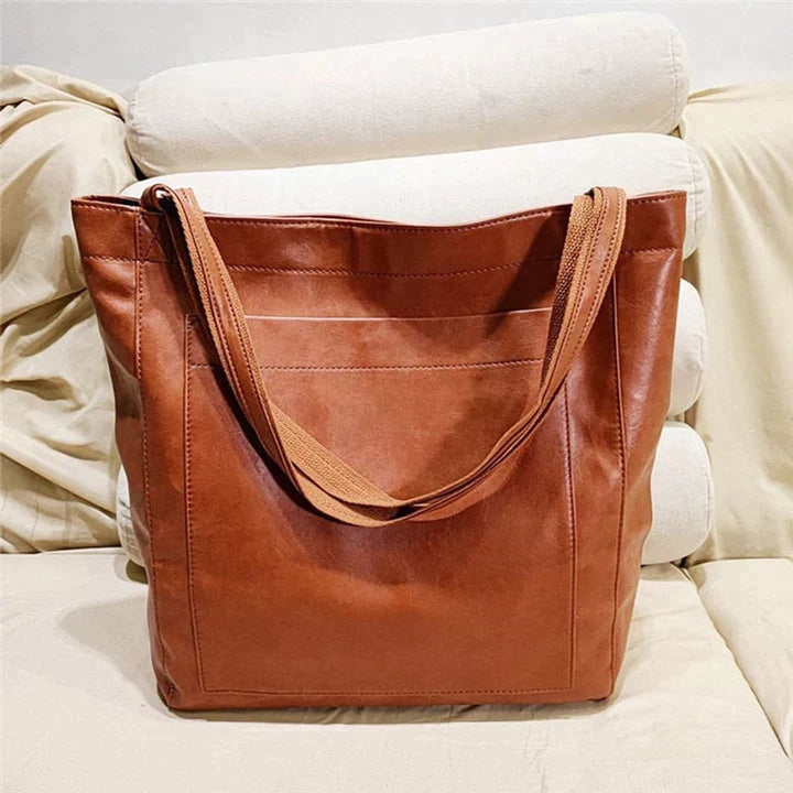 Women's Genuine Leather Spacious Shoulder Tote Bag