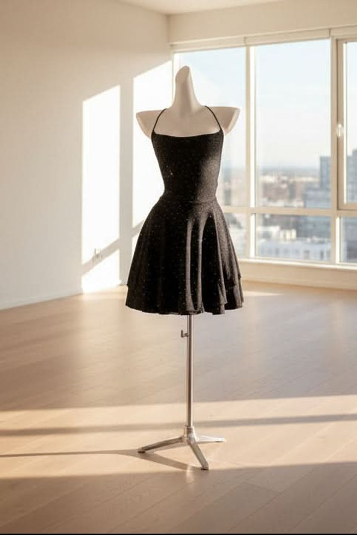 Women's Glitter Halter-Neck Skater Cocktail Dress