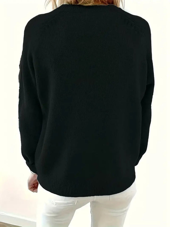 Women's Half-Button V-Neck Pullover Knit Sweater