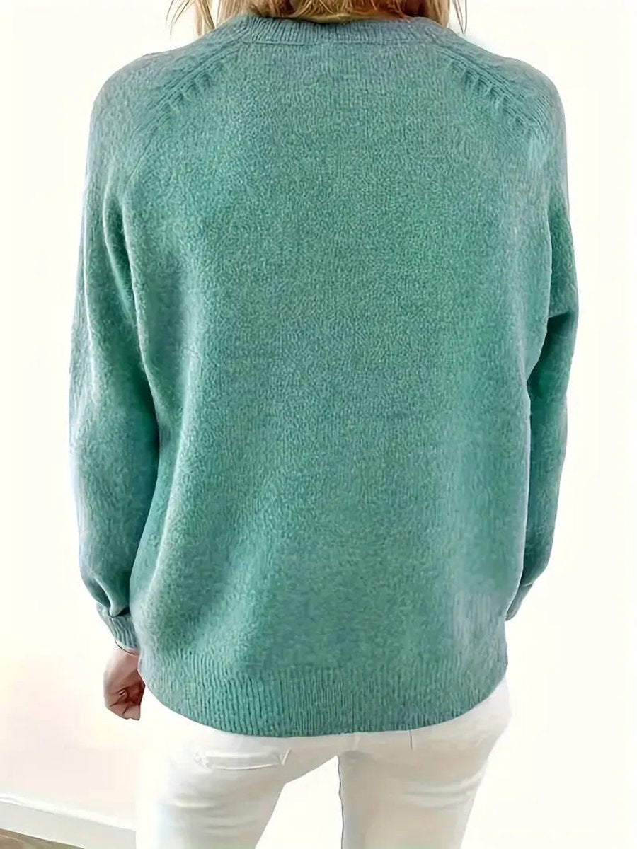 Women's Half-Button V-Neck Pullover Knit Sweater