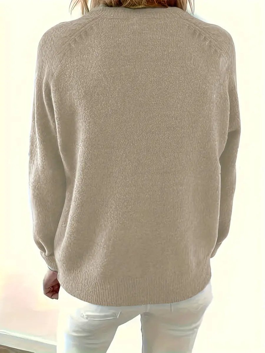 Women's Half-Button V-Neck Pullover Knit Sweater