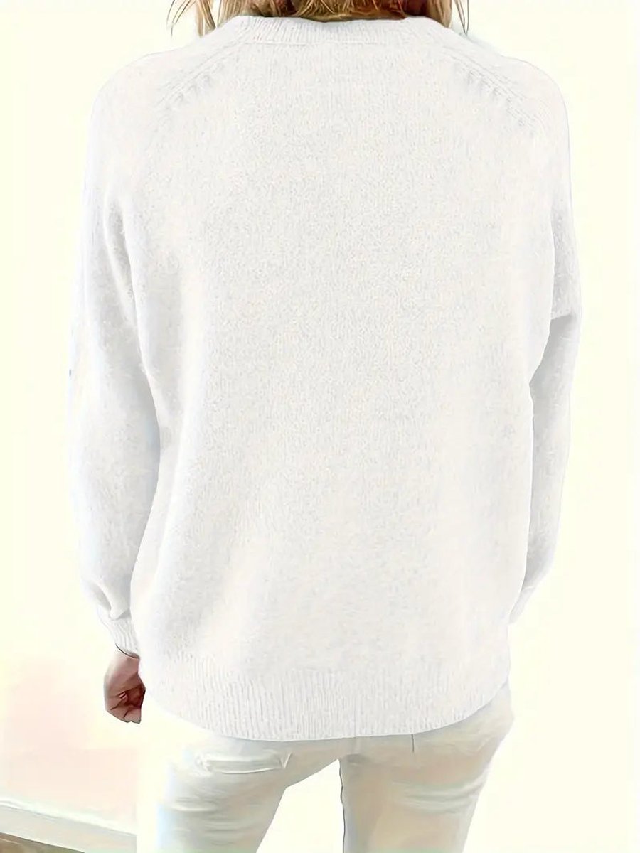 Women's Half-Button V-Neck Pullover Knit Sweater