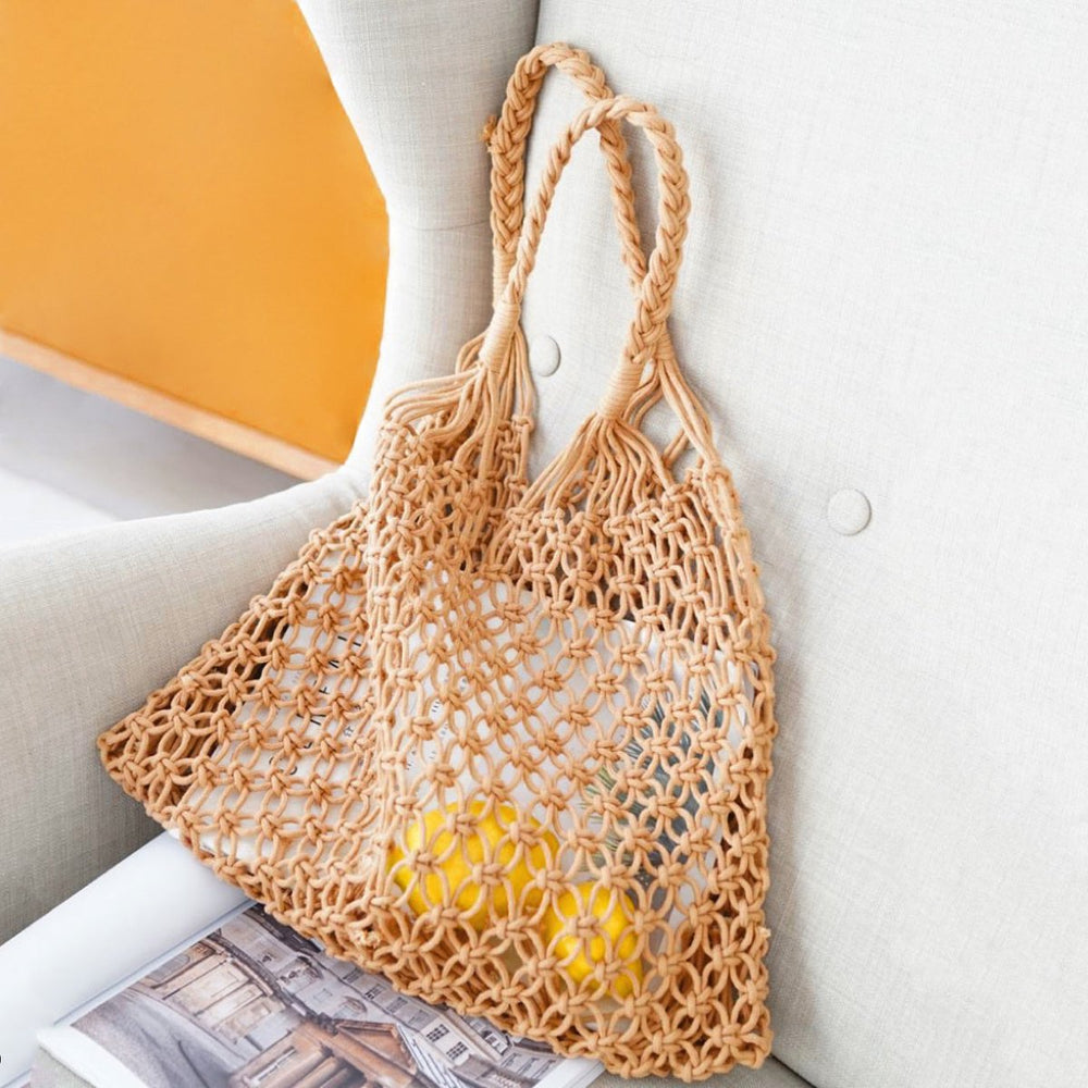 Women's Handwoven Macrame Cotton Market Tote Bag