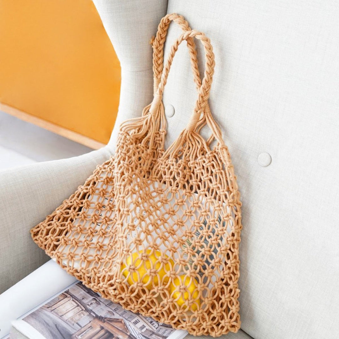 Women's Handwoven Macrame Cotton Market Tote Bag
