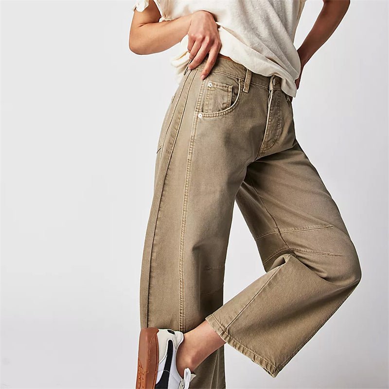 Women's High-Rise Barrel Leg Relaxed Fit Acid-Wash Jeans