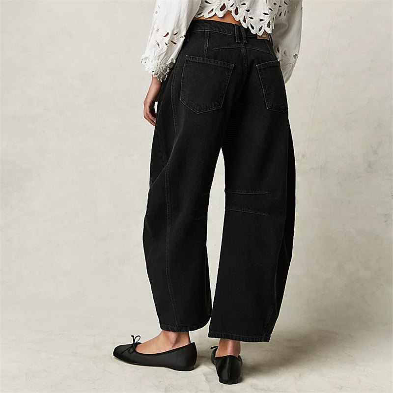 Women's High-Rise Barrel Leg Relaxed Fit Acid-Wash Jeans
