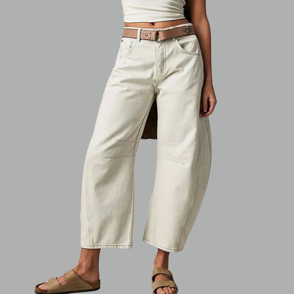 Women's High-Rise Barrel Leg Relaxed Fit Acid-Wash Jeans