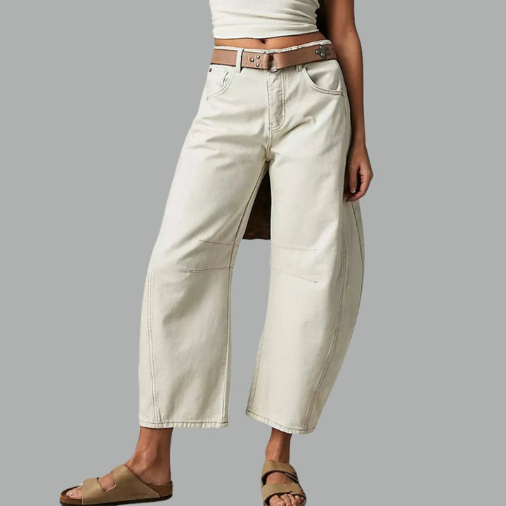 Women's High-Rise Barrel Leg Relaxed Fit Acid-Wash Jeans