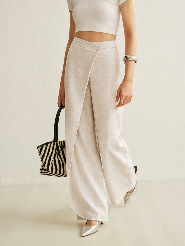 Women's High-Waist Asymmetric Wrap Wide Leg Pants
