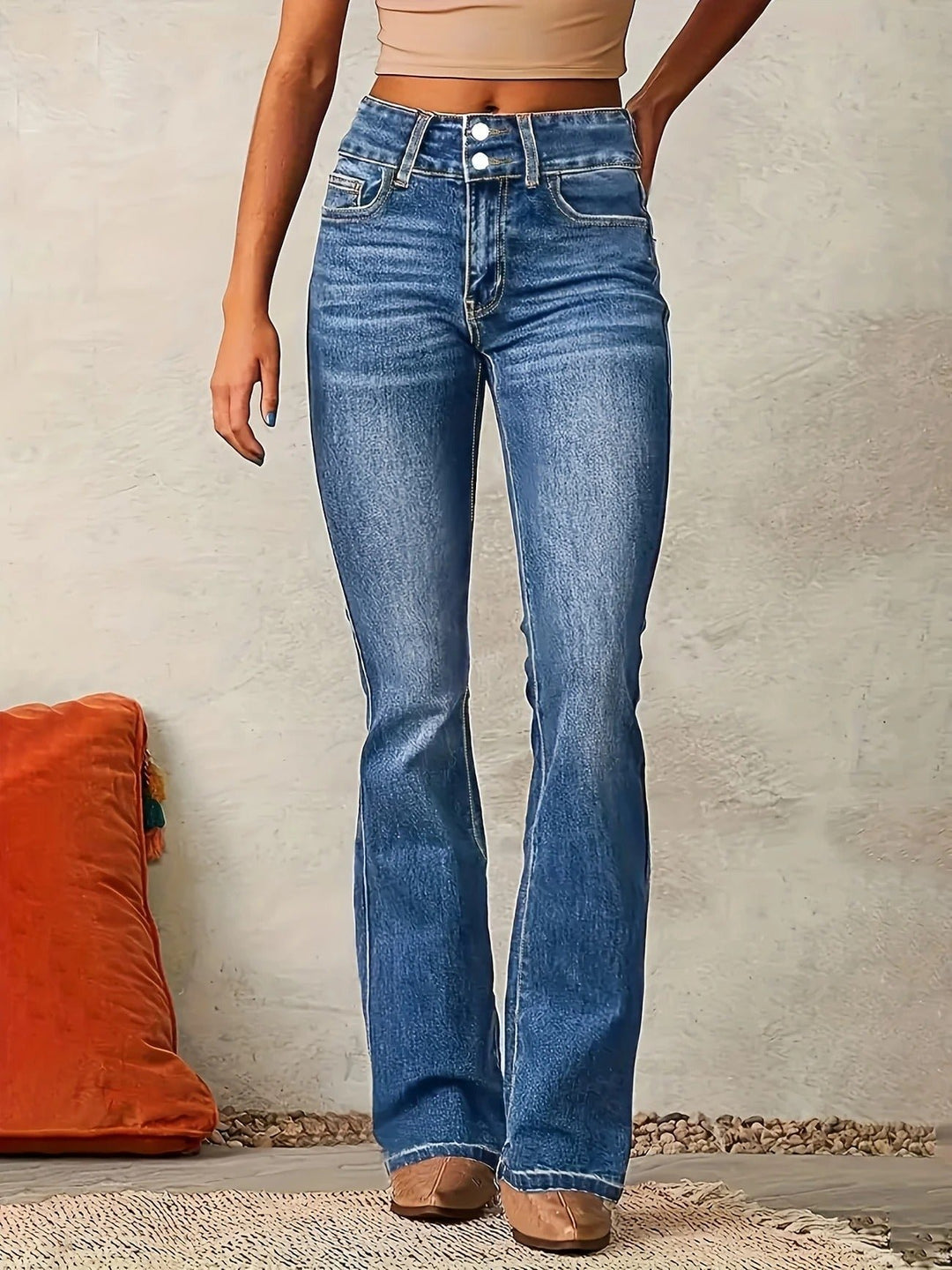 Women's High-Waist Flare Jeans Sculpting Denim Pants