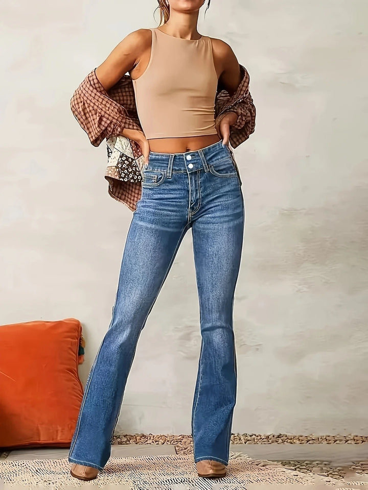 Women's High-Waist Flare Jeans Sculpting Denim Pants