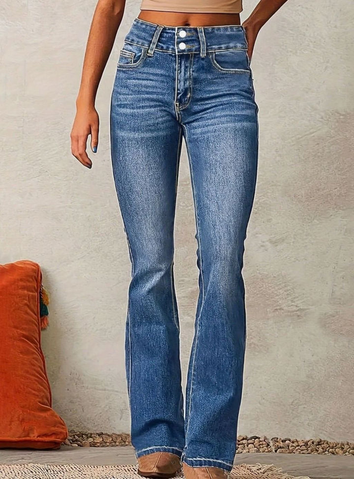 Women's High-Waist High-Rise Flare Bootcut Jeans - Sea Blue