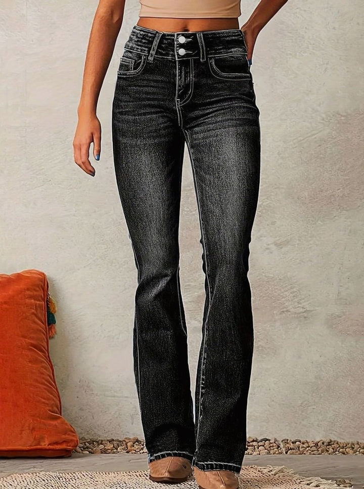 Women's High-Waist High-Rise Flare Bootcut Jeans - Black
