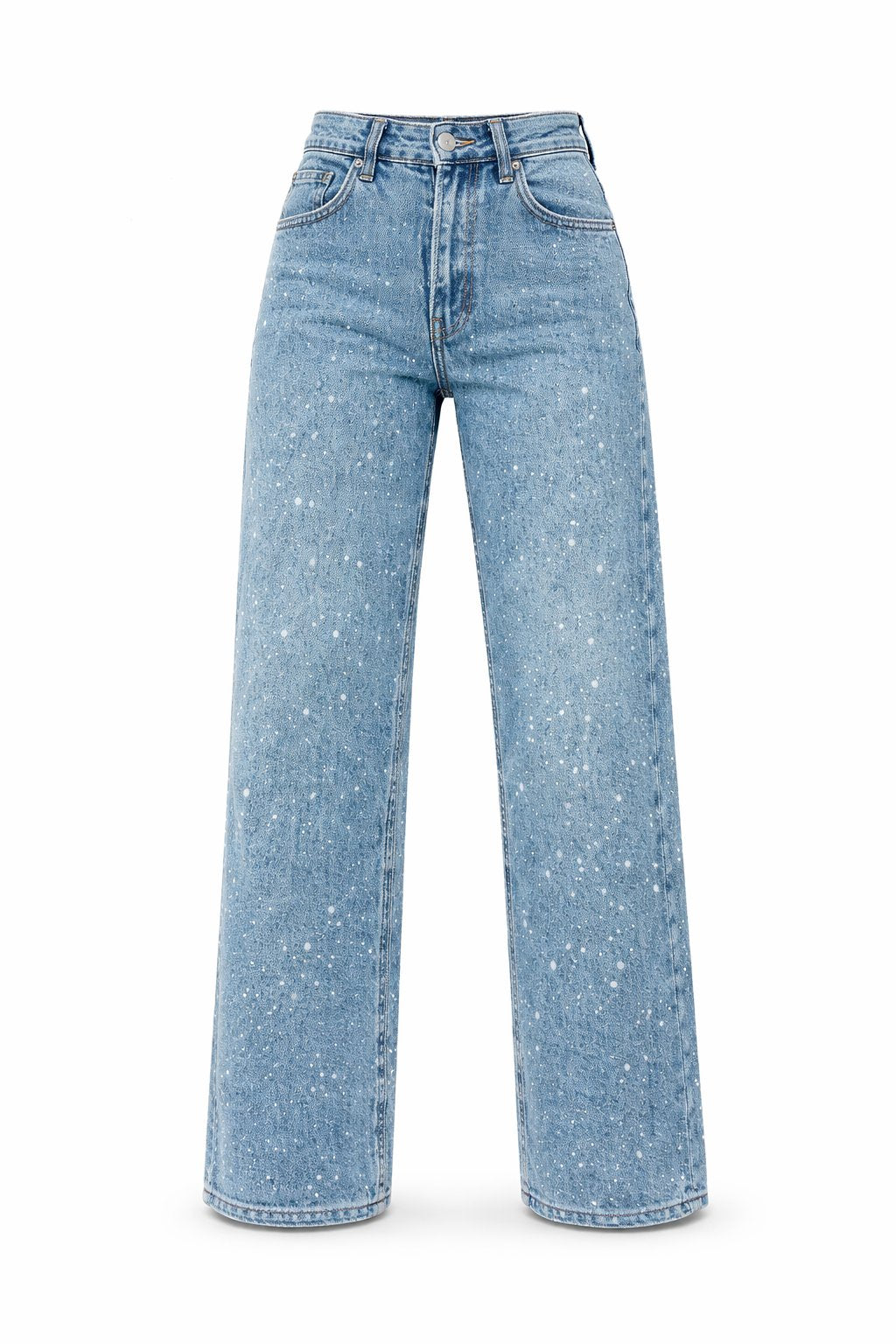 Women's High-Waist Wide-Leg Glitter Straight-Cut Jeans