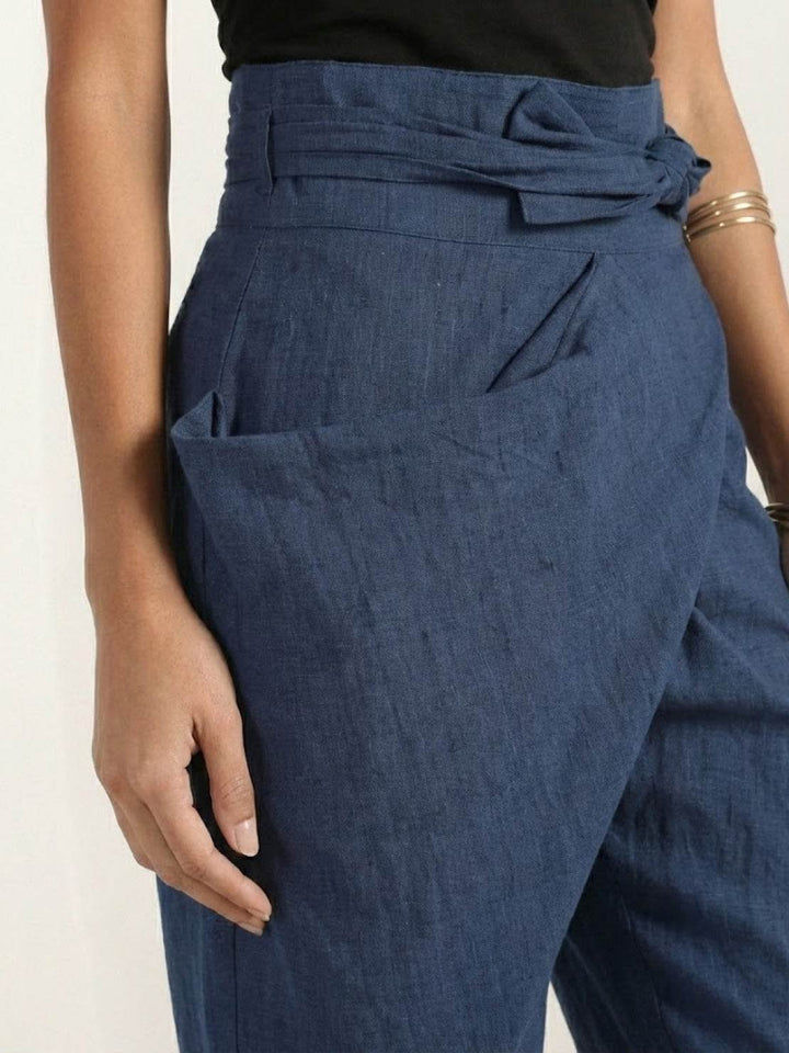 Women's High-Waist Wrap-Front Cropped Tapered Pants