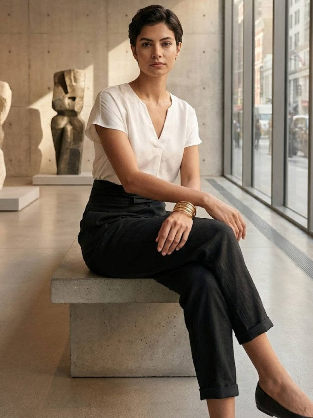 Women's High-Waist Wrap-Front Cropped Tapered Pants