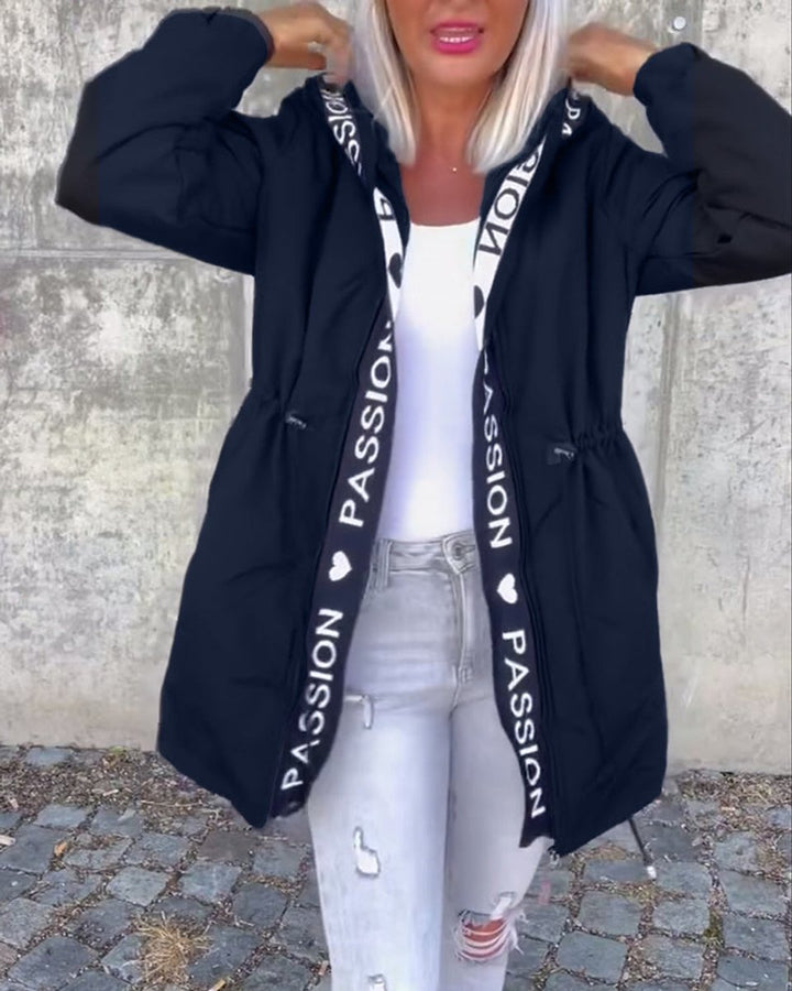 Women's Hooded Drawstring Relaxed-Fit Midi Coat