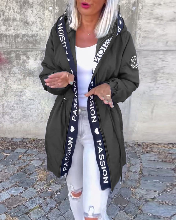 Women's Hooded Drawstring Relaxed-Fit Midi Coat