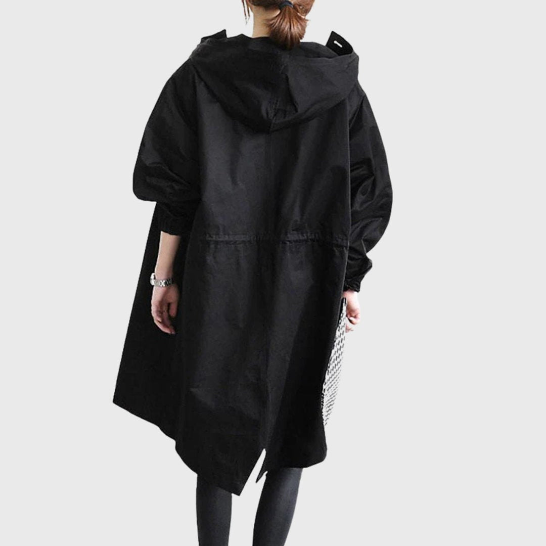 Women's Hooded Waterproof Relaxed-Fit Long Trench Coat