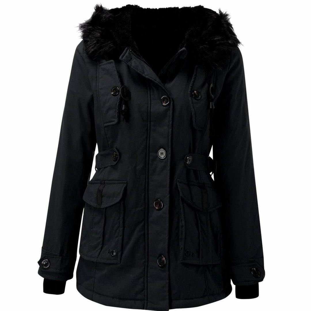 Women's Insulated Faux Fur Hood Drawstring Parka Coat