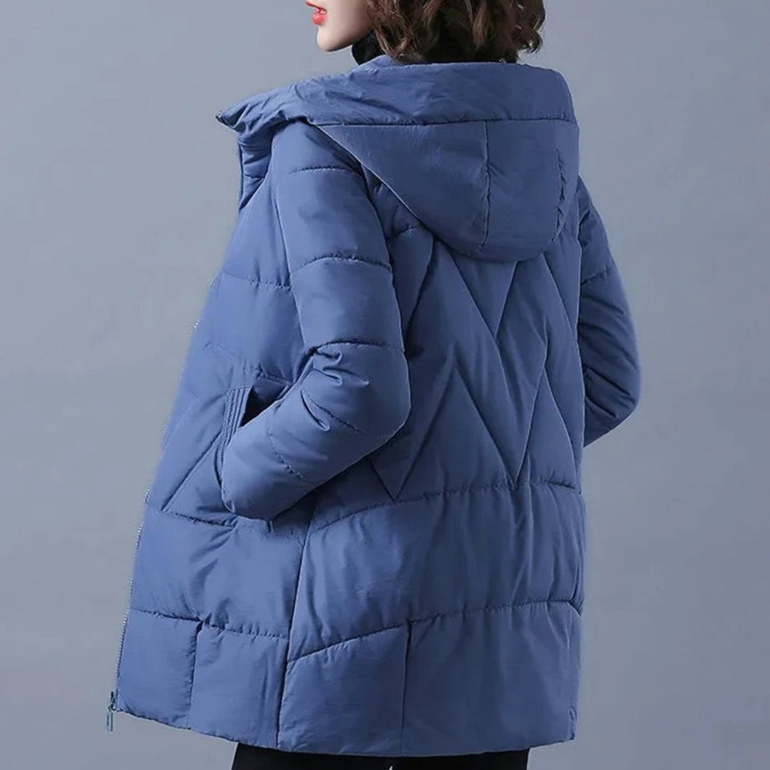 Women's Insulated Hooded Puffer Winter Jacket - Blue