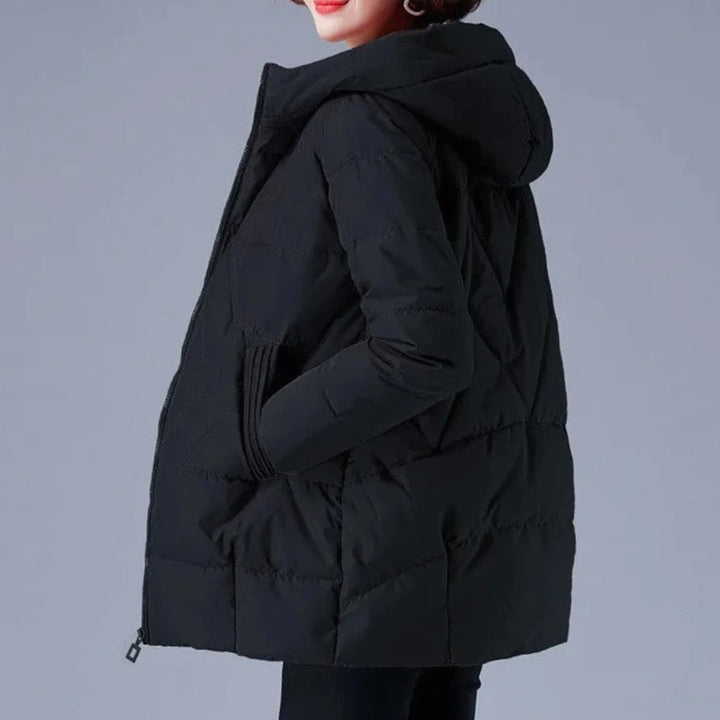 Women's Insulated Hooded Puffer Winter Jacket - Black