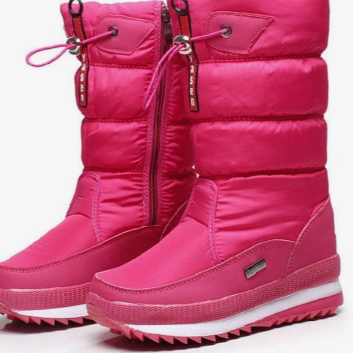 Women's Insulated Quilted Zipper Snow Boots - Pink