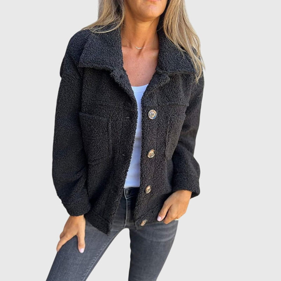 Women's Jacket Fleece Sherpa Button-Front Cozy Coat