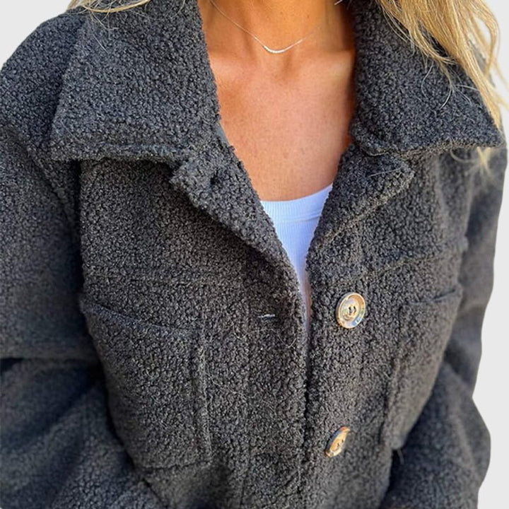 Women's Jacket Fleece Sherpa Button-Front Cozy Coat