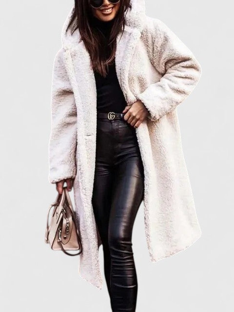 Women's Jacket Oversized Teddy Fleece Long Winter Coat - White