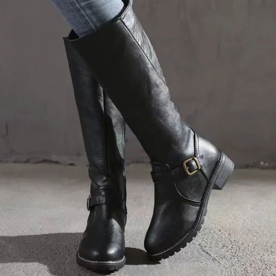 Women's Knee-High Orthopedic Buckle Leather Boots