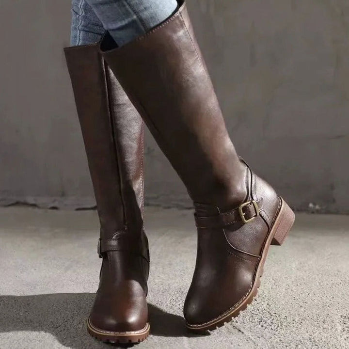 Women's Knee-High Orthopedic Buckle Leather Boots