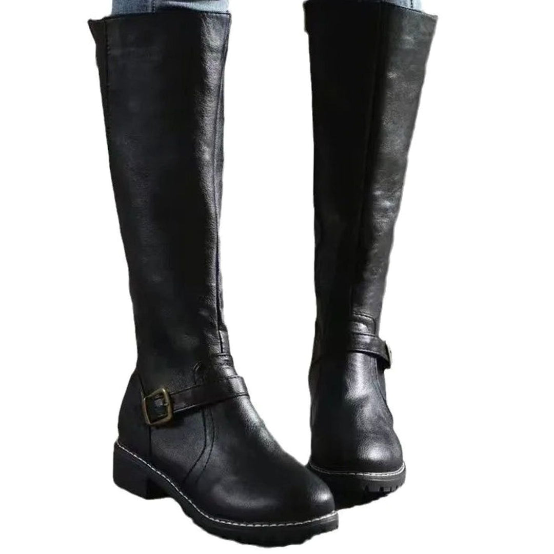 Women's Knee-High Orthopedic Buckle Leather Boots
