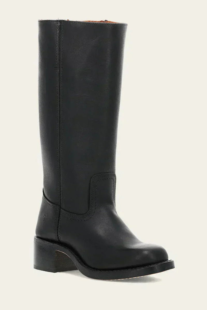 Women's Knee-High Slim-Fit Block-Heel Leather Boots