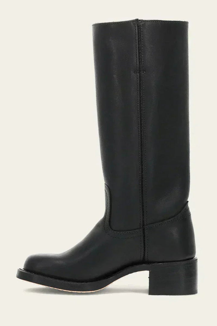Women's Knee-High Slim-Fit Block-Heel Leather Boots