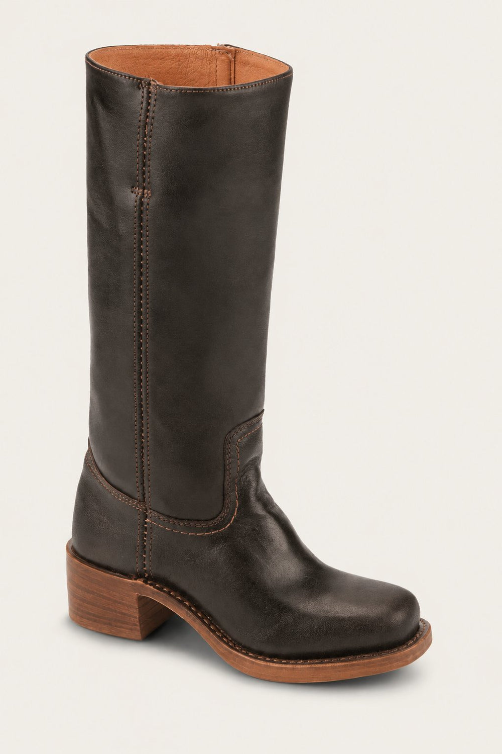 Women's Knee-High Slim-Fit Block-Heel Leather Boots