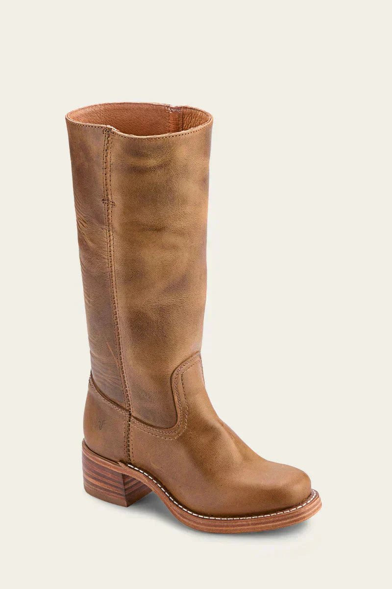 Women's Knee-High Slim-Fit Block-Heel Leather Boots