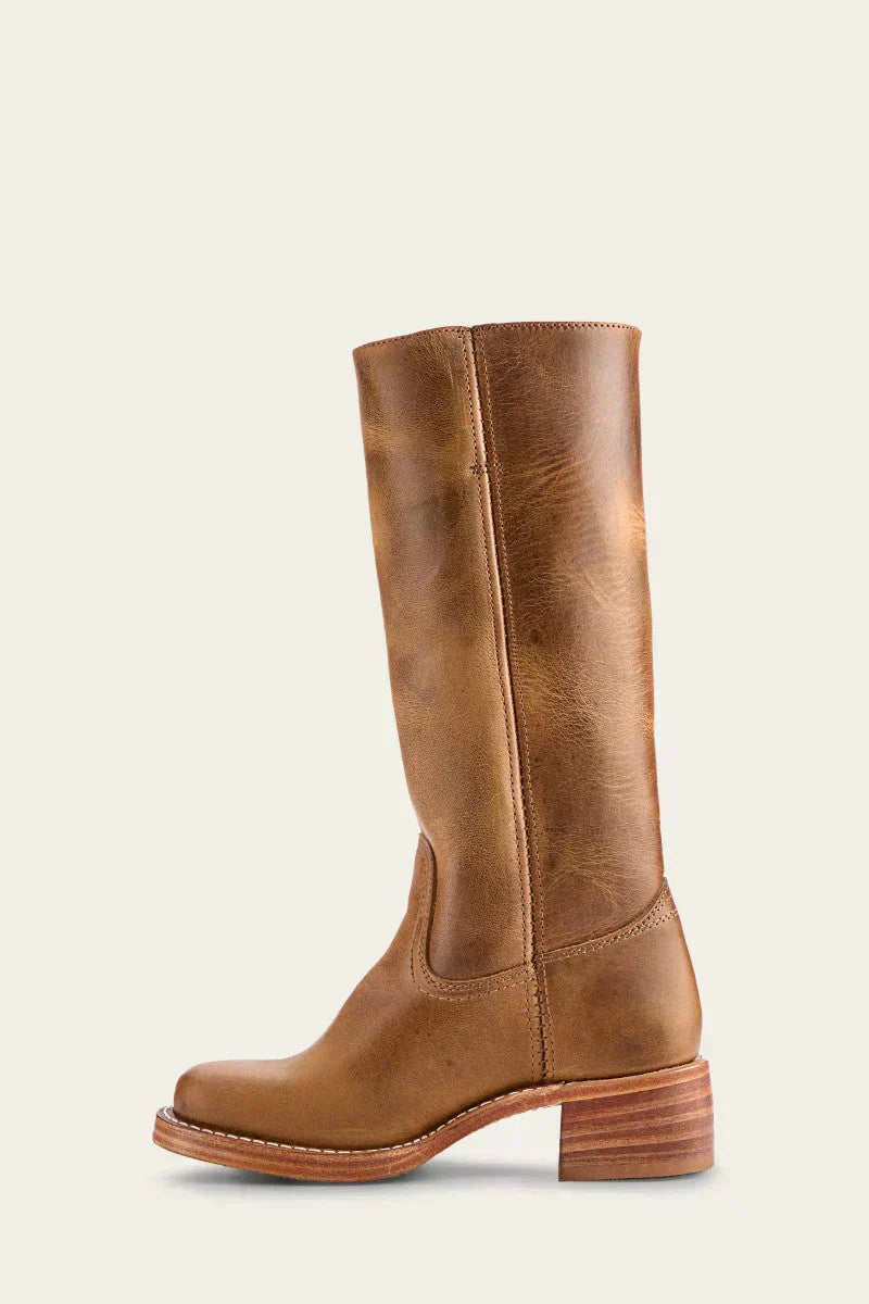 Women's Knee-High Slim-Fit Block-Heel Leather Boots