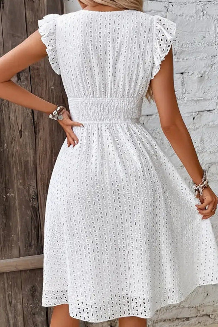 Women's Lace-Trim Swiss Dot Flowy Cocktail Dress