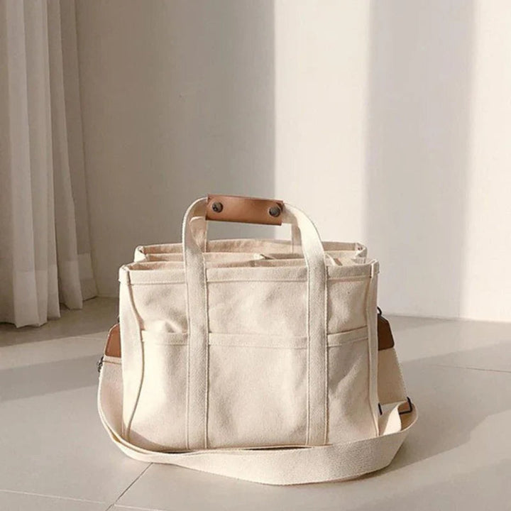 Women's Large-Capacity Multi-Pocket Canvas Tote Bag Crossbody