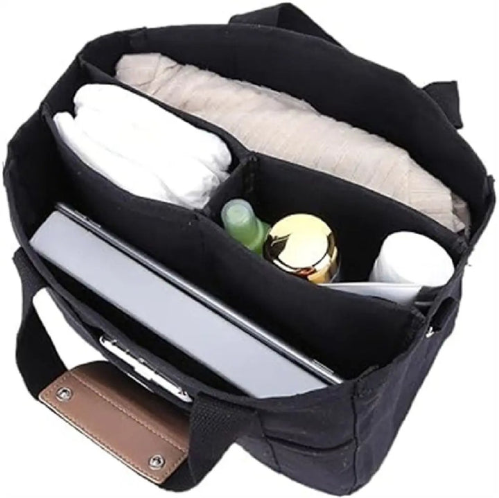 Women's Large-Capacity Multi-Pocket Canvas Tote Bag Crossbody