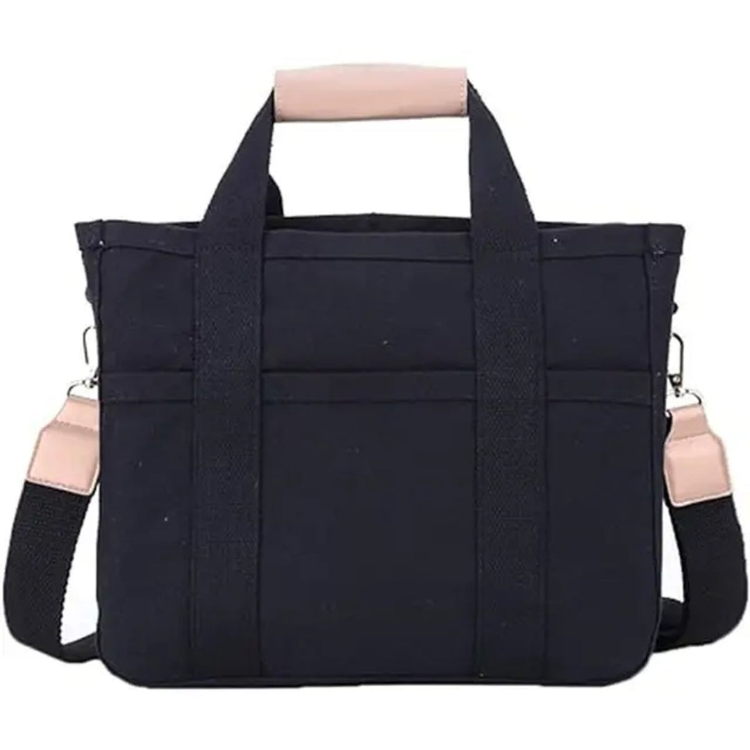 Women's Large-Capacity Multi-Pocket Canvas Tote Bag Crossbody - Schwarz