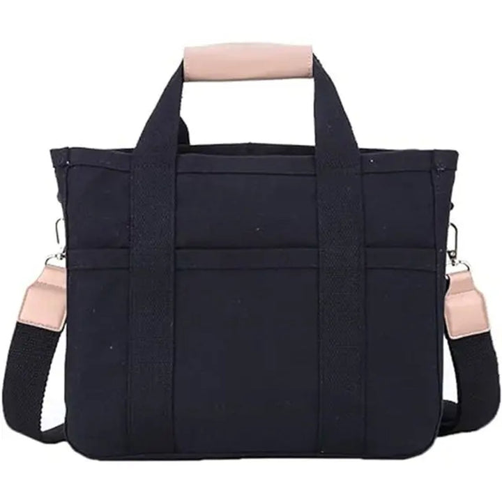 Women's Large-Capacity Multi-Pocket Canvas Tote Bag Crossbody - Schwarz