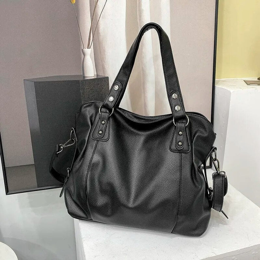 Women's Large Slouchy Studded Shoulder Tote Bag - Schwarz