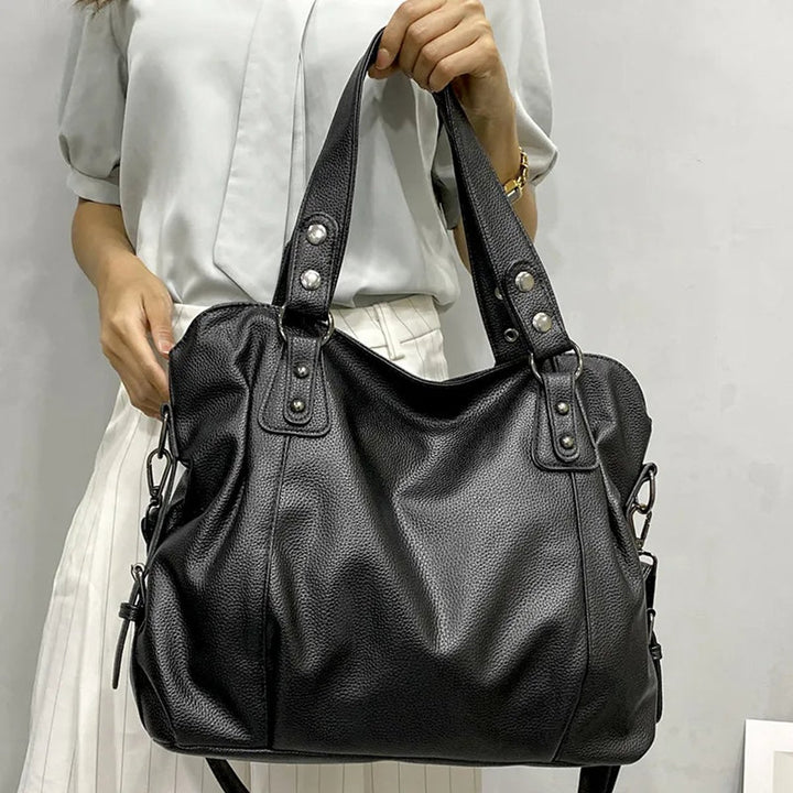 Women's Large Slouchy Studded Shoulder Tote Bag - Creme