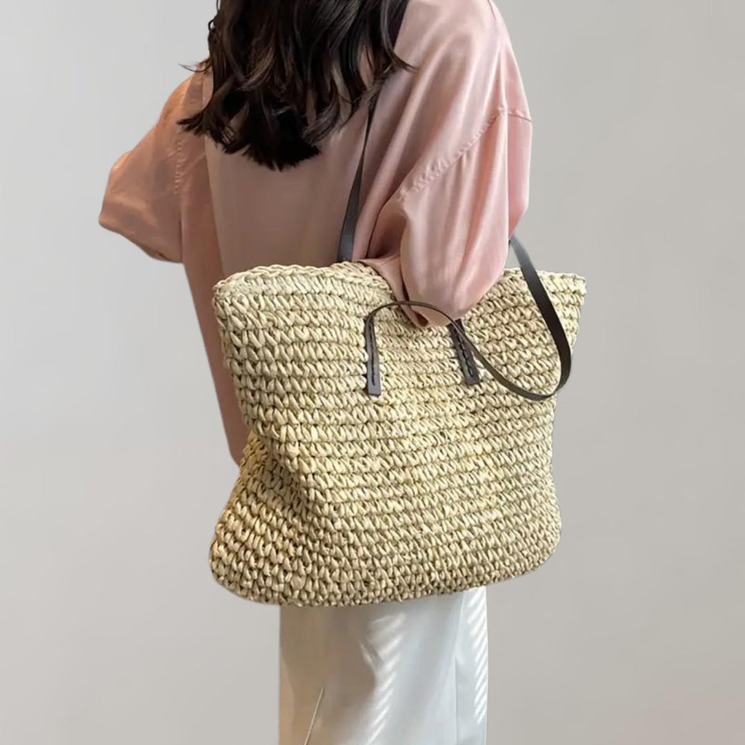 Women's Large Woven Raffia Bohemian Beach Tote Bag