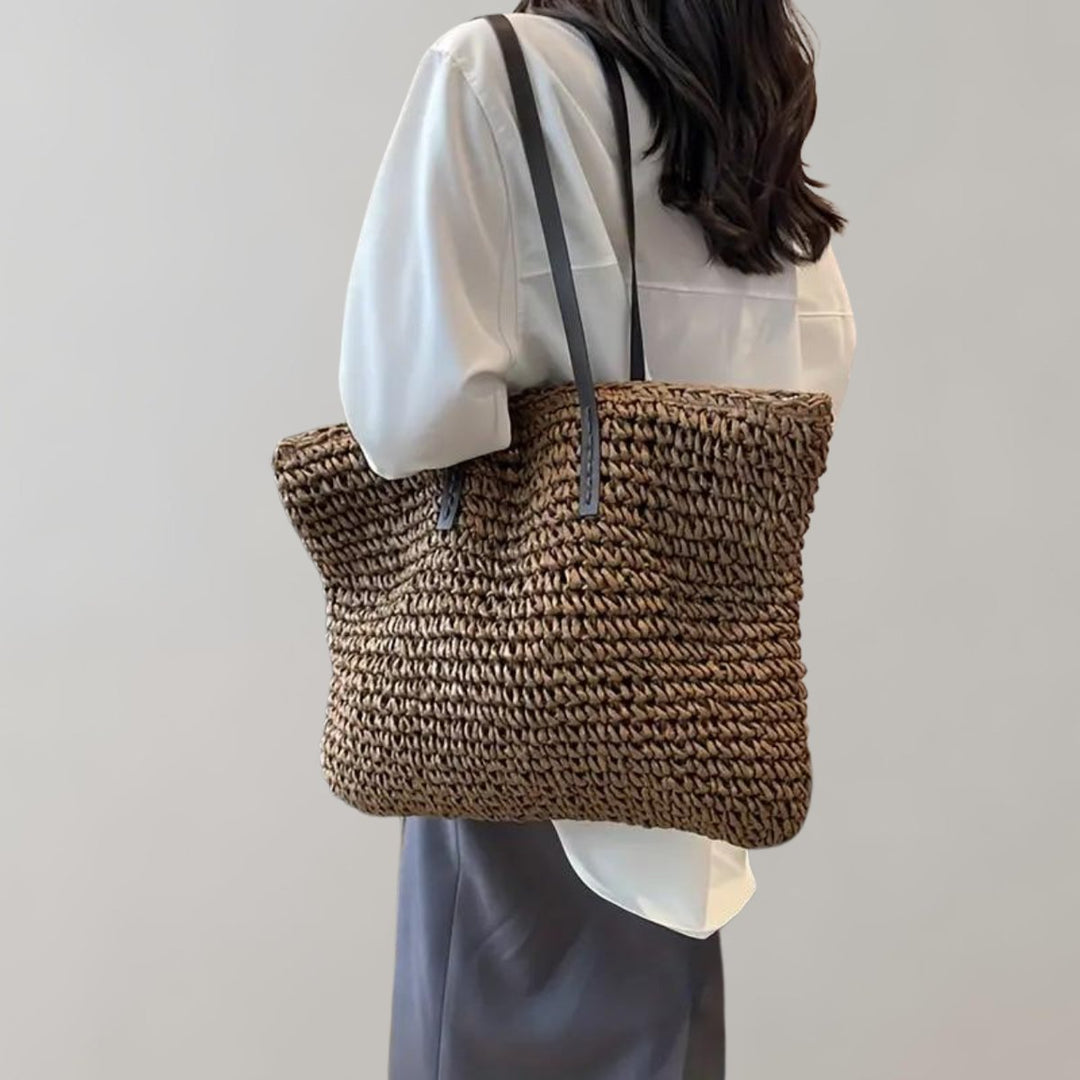 Women's Large Woven Raffia Bohemian Beach Tote Bag